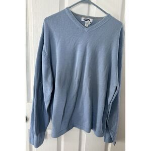 VTG Old Navy Mens Sweater XL Blue Cotton‎ Long Sleeve V Neck Pullover Sweatshirt